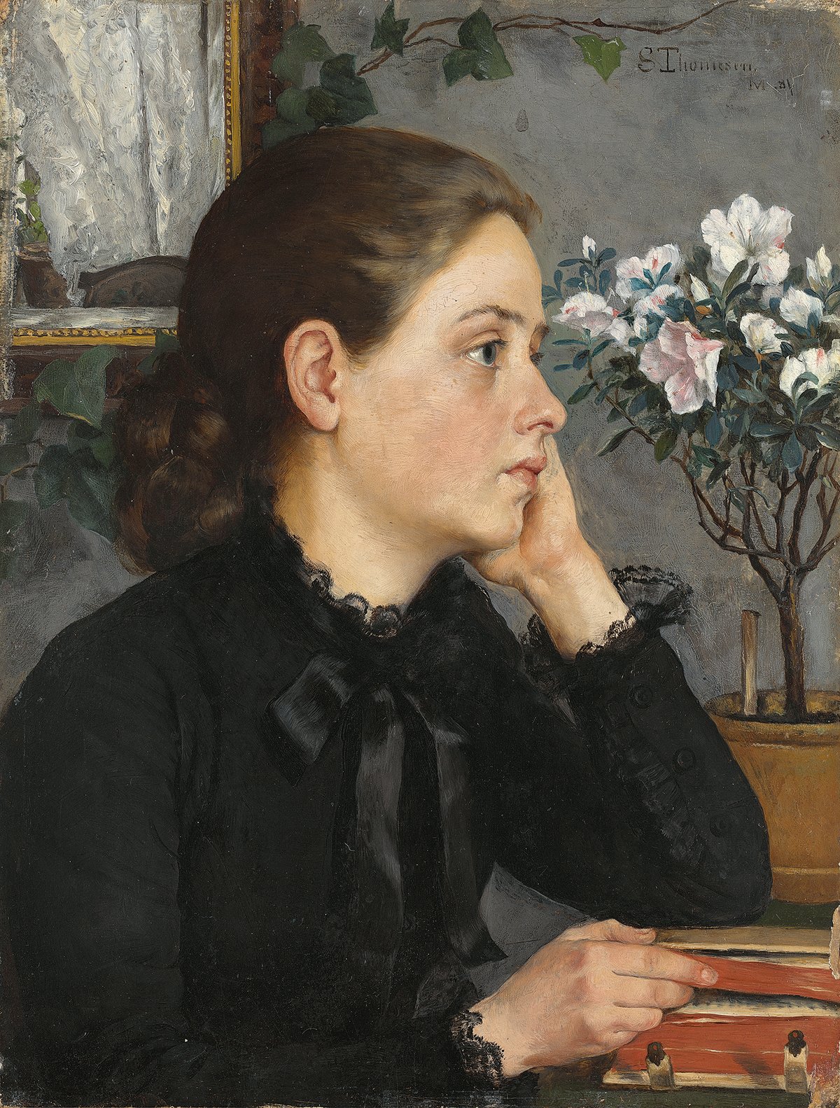 Sofie Thomesen Werenskiold, «Tankefull», 1881 Kvinne som ser tankefull ut