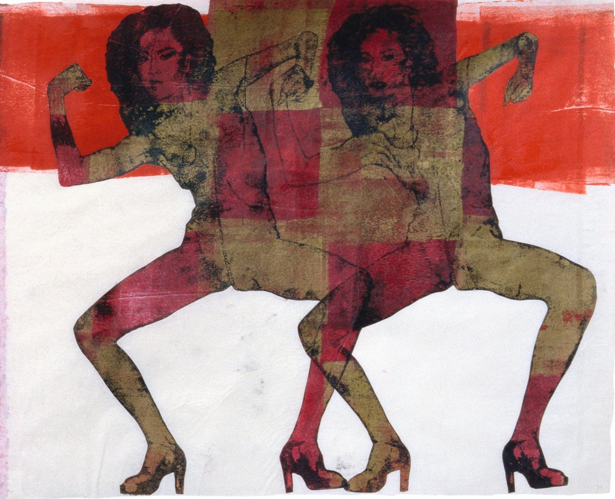 Nancy Spero, «Black and red, panel 14» (utsnitt), 1994. Privat eie