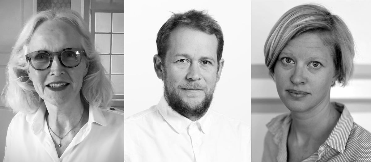 Møt to kunstnere som har latt seg inspirere av arkitektur: Ida Lorentzen (t.v) og Hedevig Anker i samtale med Joakim Skaja.