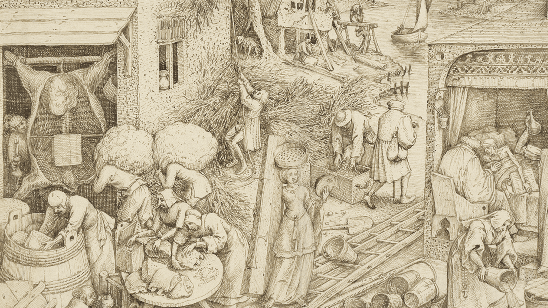 Pieter Bruegel den eldre, «Klokskap» (utsnitt), 1559. Innlån fra Belgias kongelige kunstmuseer, Brussel