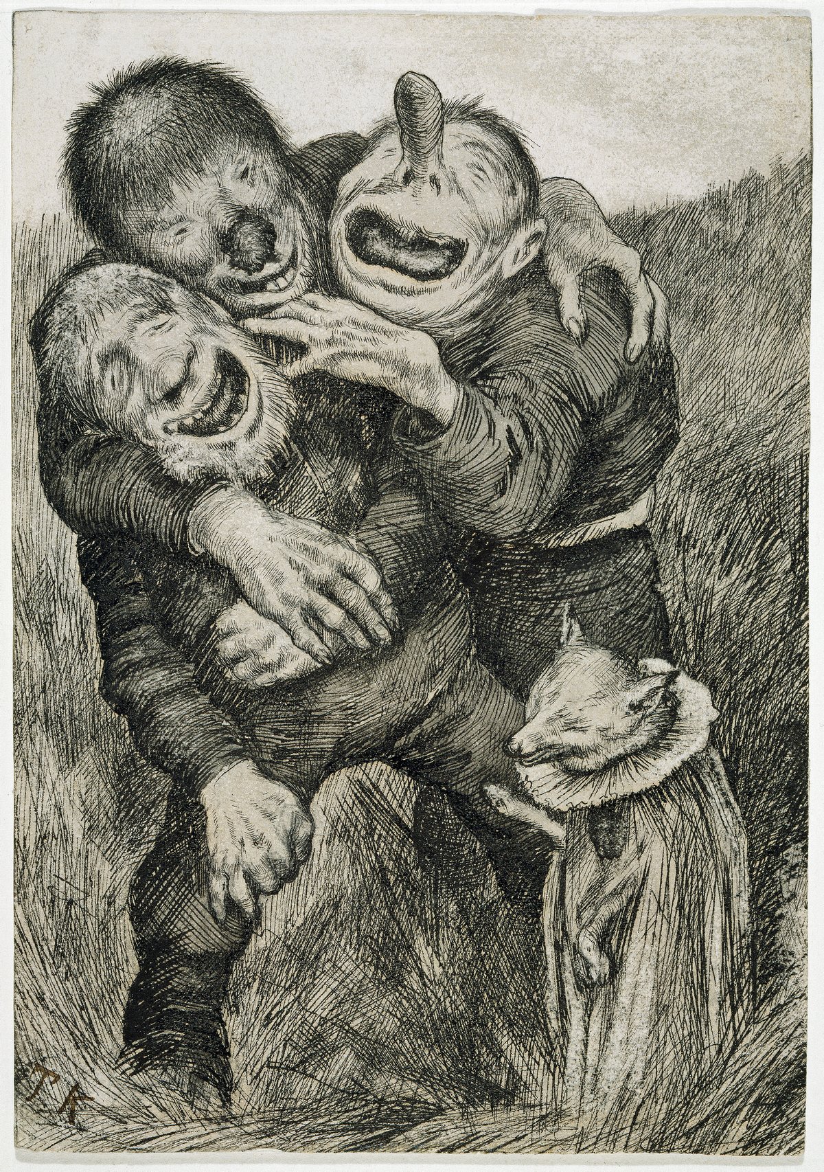 Theodor Kittelsen. «Da slo trollene latterdøren opp på vid vegg». 1882.