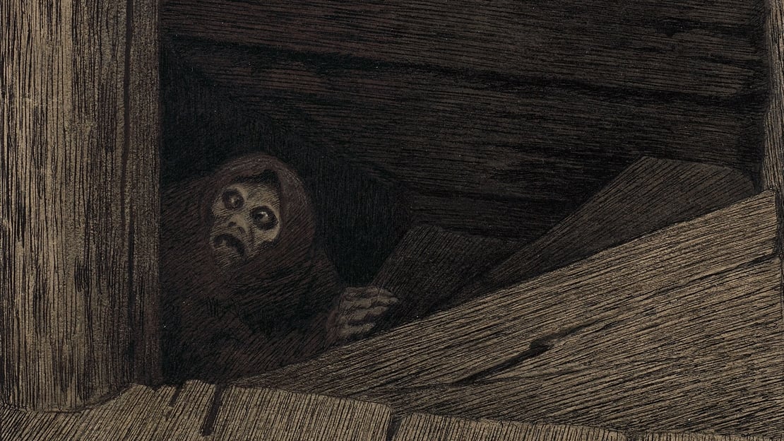 Theodor Kittelsen, «Pesta i trappen», mellom 1894 og 1896
