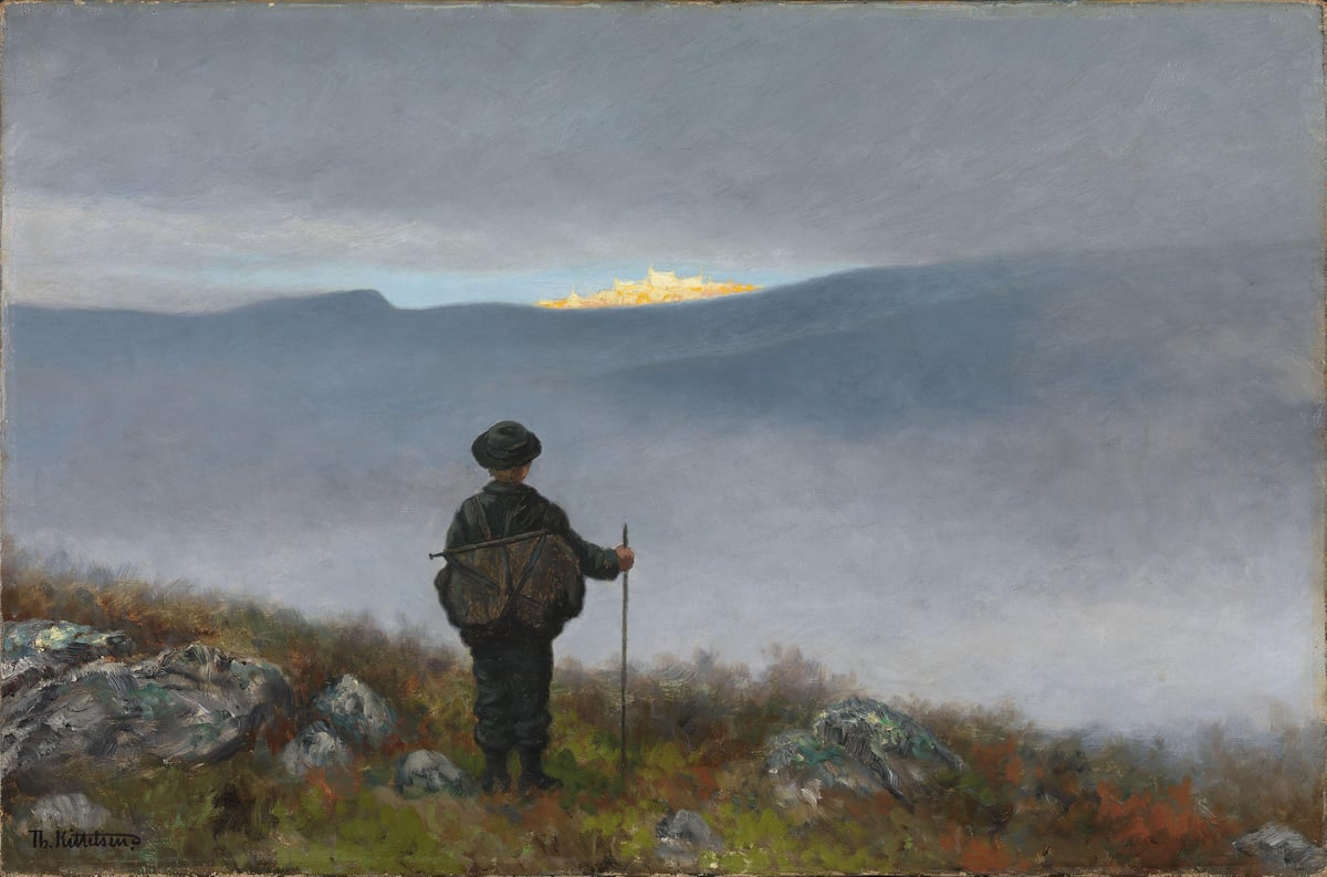 Theodor Kittelsen, «Langt, langt borte så han noe lyse og glitre», 1900.