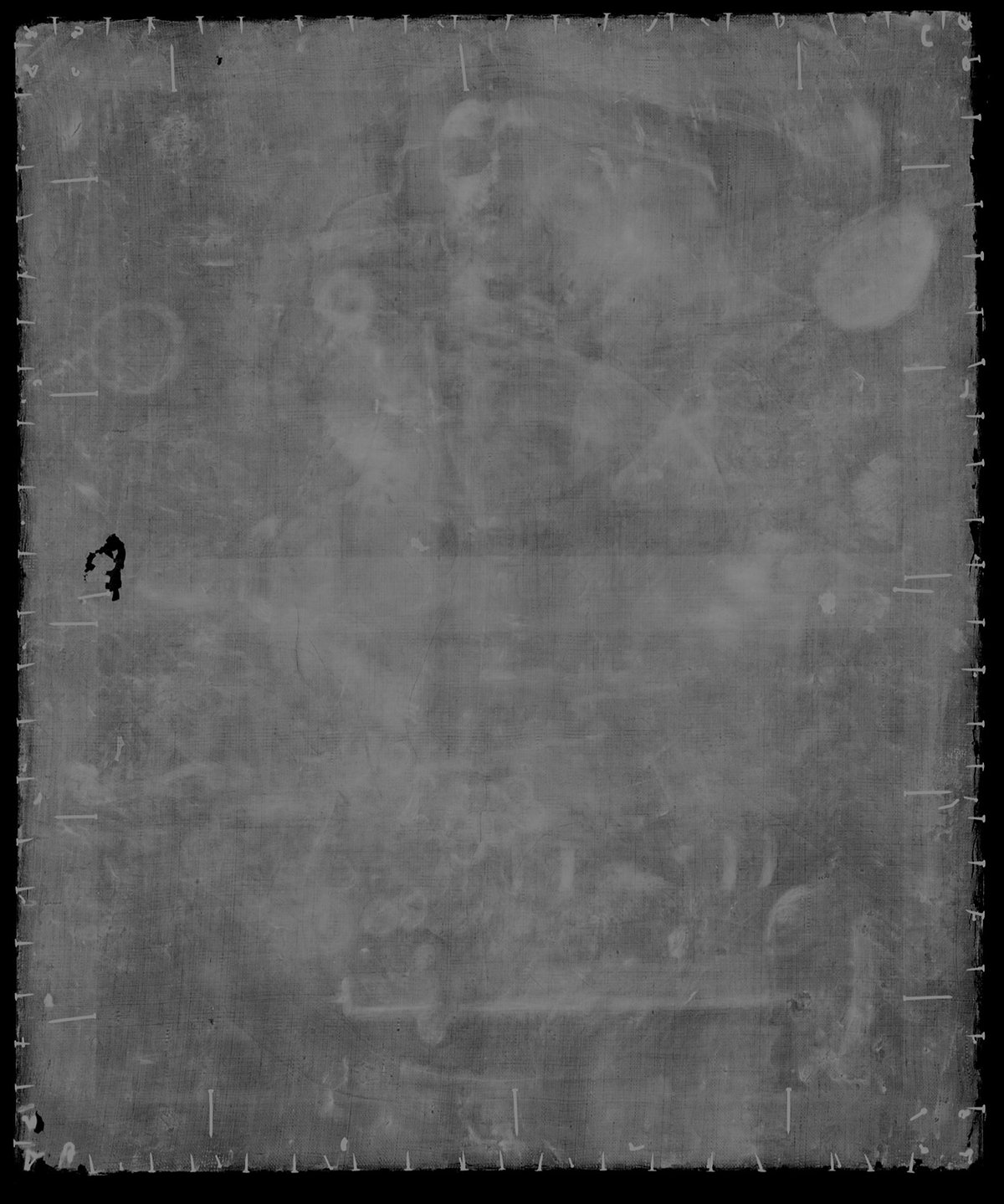 Røntgenbilde av Courbets «På kanten av stupet», 1844.