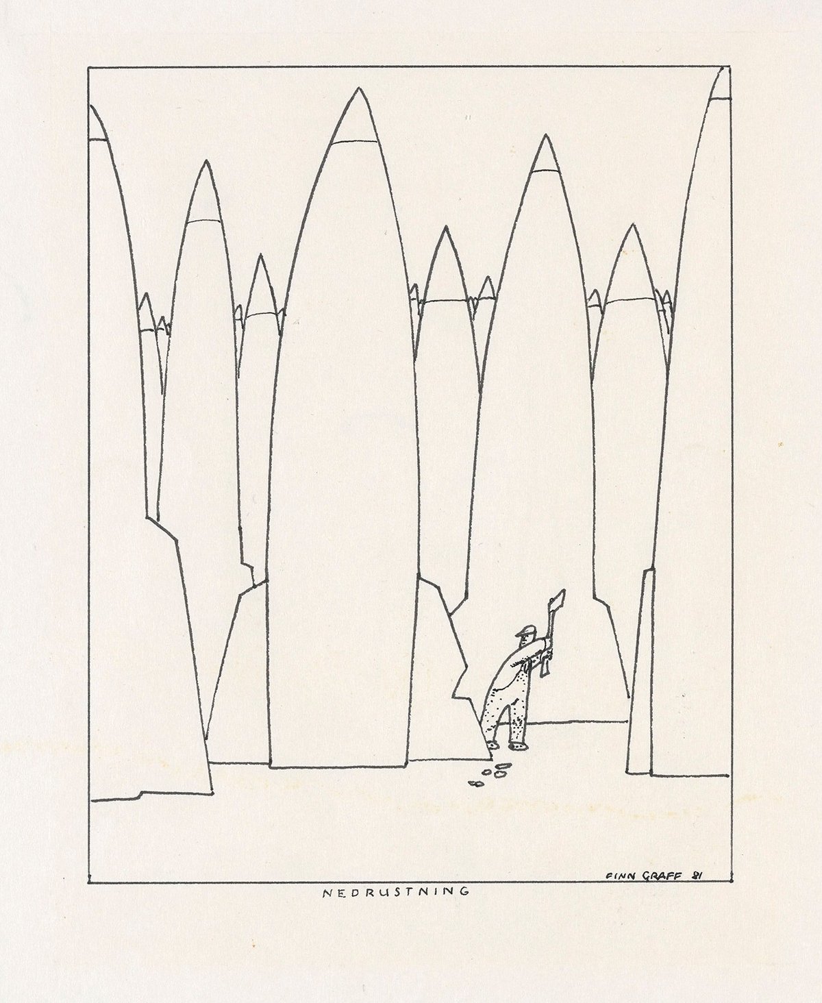 Finn Graff, «Nedrustning», 1981 Avistegnin
