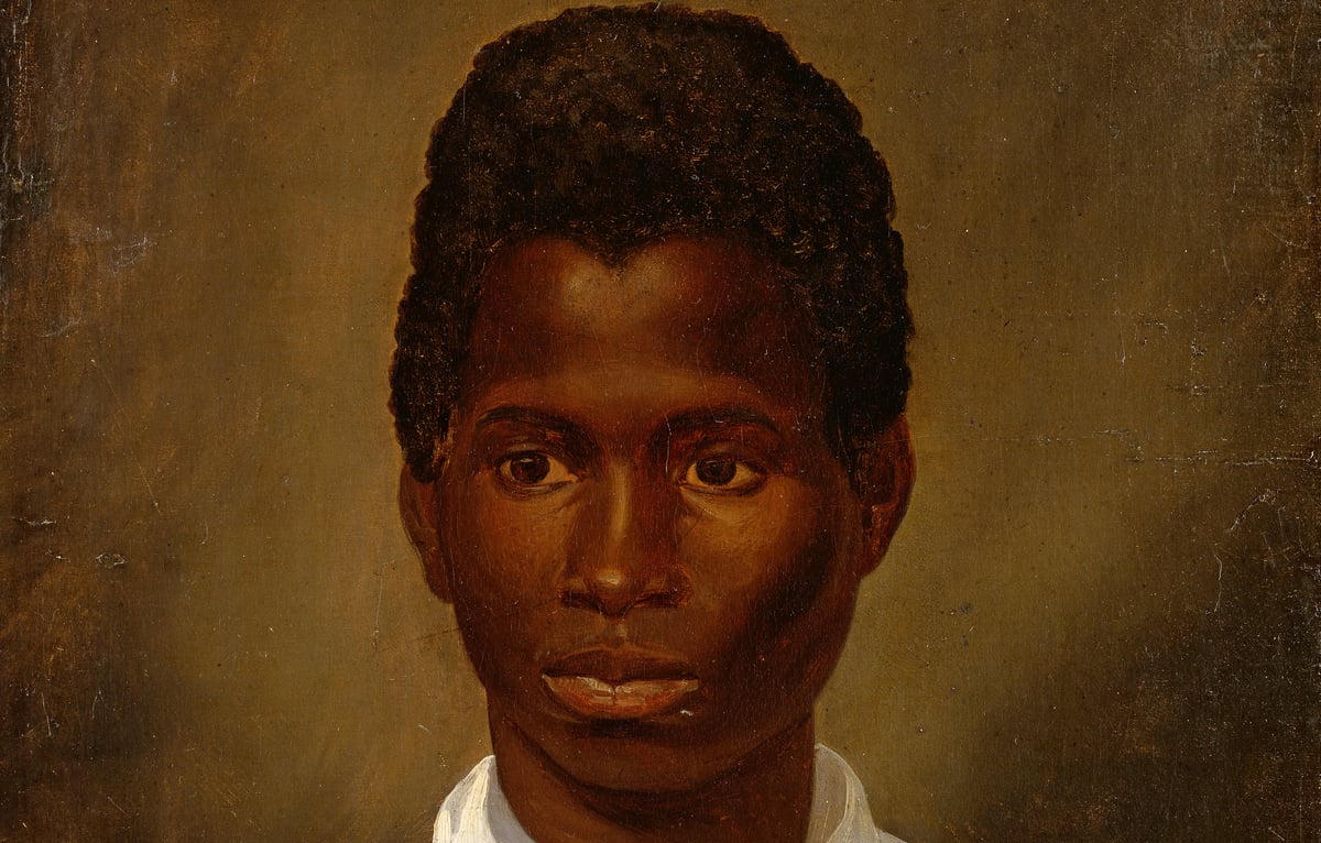 Adolph Tidemand, «Portrett av en ung mann», utsnitt, 1841 Portrett av en ung mann