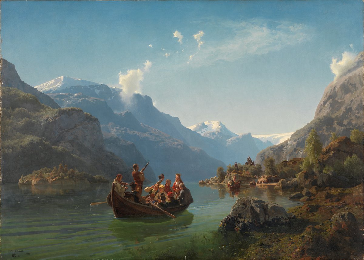 Kunstner: Gude Hans, Kunstner: Tidemand Adolph, Brudeferd i Hardanger