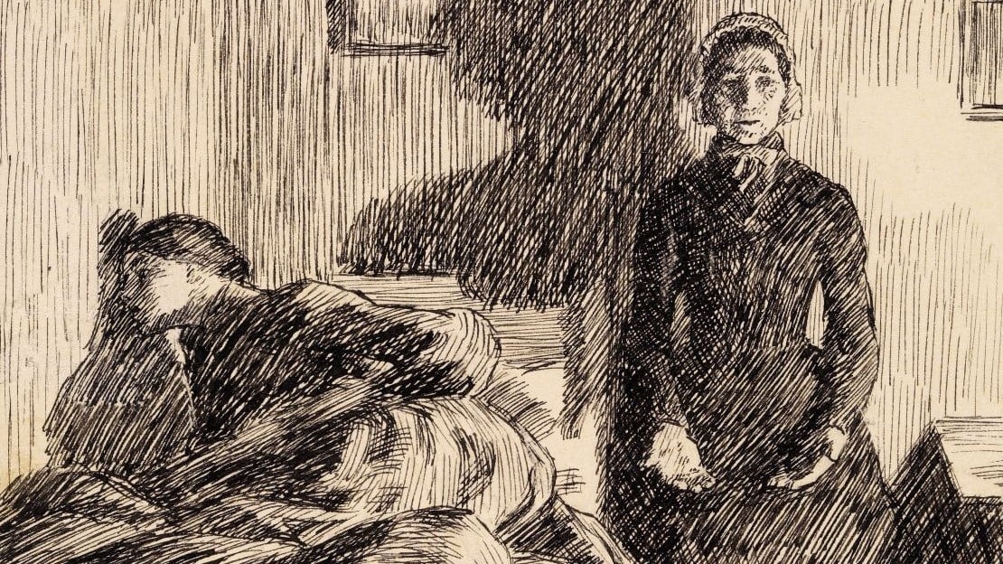 Erik Werenskiold, "Ma and Thinka" (detail), illustration for Jonas Lie, “The Family at Gilje”, 1904