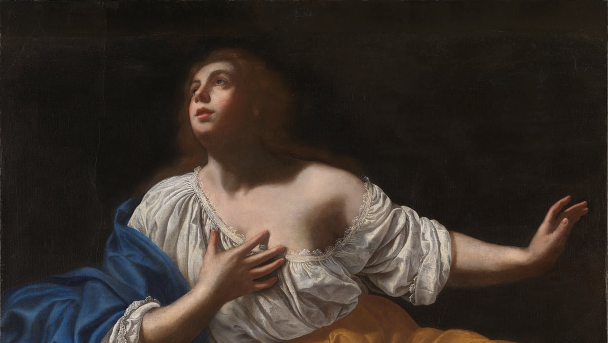 Artemisia Gentileschi, "Mary Magdalene Penitent" (detail), c. 1640.