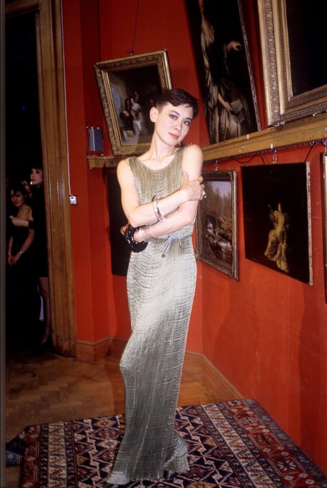 fortuny pleated dress Museum 1920s Mariano Fortuny Delphos Amber Gold Pleated Silk Murano Gown