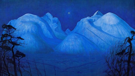 Harald Sohlberg «Vinternatt i Rondane» (utsnitt). 1914