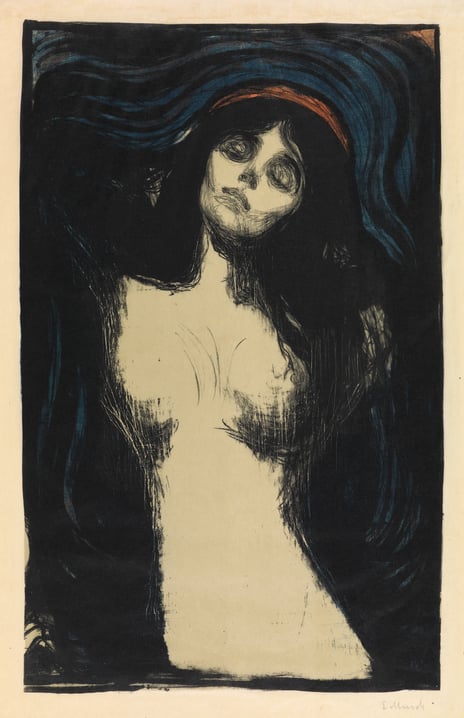 Edvard Munch, «Madonna», påbegynt 1895, avsluttet 1902 (plater). Madonna av Edvard Munch