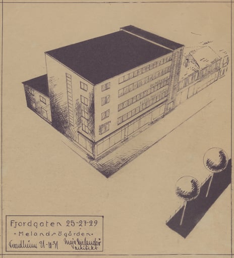 Maja Melandsø, Forretningsbygg, Melandsøgården, Trondheim, oppført i 1931.