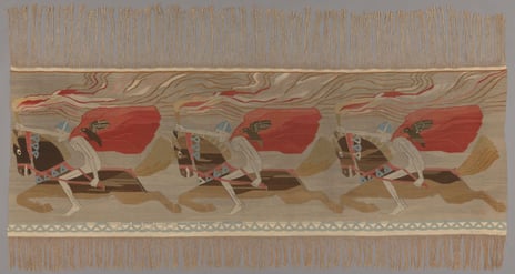 Frida Hansen, Gerhard Munthe (kunstner for mønster/kartong e.l.), «Sorte hæste», 1899