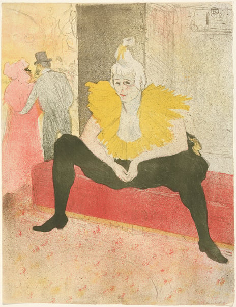 Henri de Toulouse-Lautrec, «Sittende kvinnelig klovn», 1896. «Sittende kvinnelig klovn» av Henri de Toulouse-Lautrec