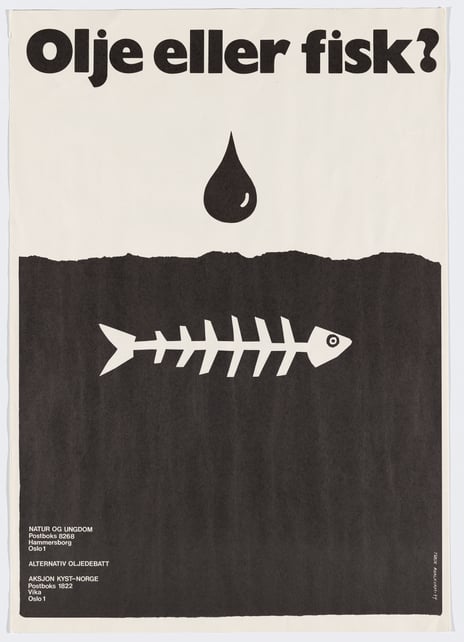 Terje Roalkvam, «Olje eller fisk?», 1974.