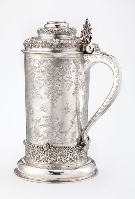 Lucas Andersen Steen «Kanne», mellom 1620 og 1630 Kanne i sølv med gravert mønster fra renessanseperioden