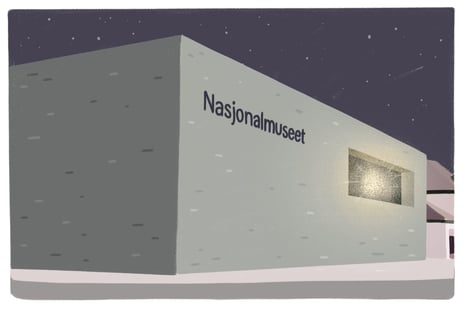 En digital tegning av Nasjonalmuseet sin fasade.