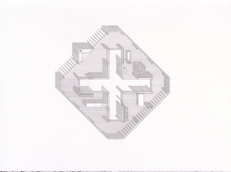 Beate Hølmebakk, «Hus for en ung kvinne I», 1995 Plantegning av hus