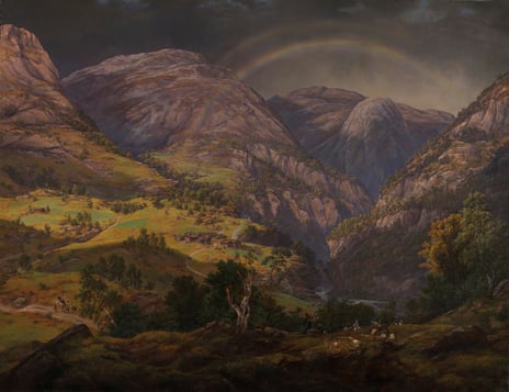 Johan Christian Dahl, «Fra Stalheim», 1842 Fjellandskap med regnbue