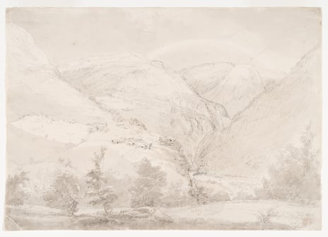 Johan Christian Dahls tegning «Fra Stalheim», datert 29. juli 1826
