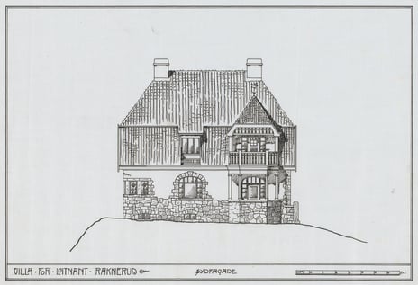 Hjørdis Grøntoft Raknerud, Villa Raknerud, sydfasade, 1916 eller 1917