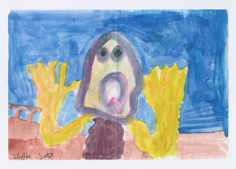 Akvarell og brev fra gutt 10 år, 1994.