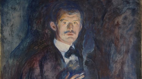 Edvard Munch, Selvportrett med sigarett, 1895 Kunstner: Munch Edvard, Selvportrættet med cigaretten