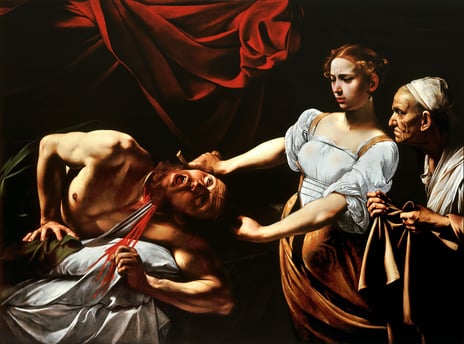 Caravaggio's version of Judith beheading Holofernes, from 1598–99 or 1602.