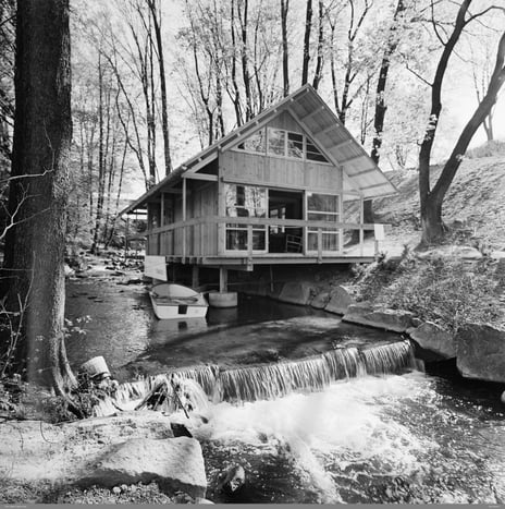 Wenche og Jens Selmers «Strandhus» under hageutstillingen «Form og Flora» i Frognerparken, 1965.