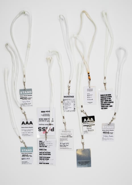 Selection of Maison Martin Margiela Backstage passes. Collection: RareBooksParis. Owner: Gregory Brooks