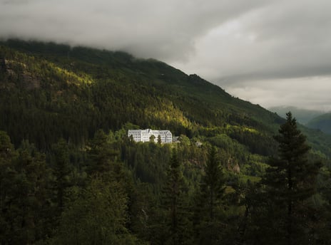 Photography of a forest with a sanatorium 