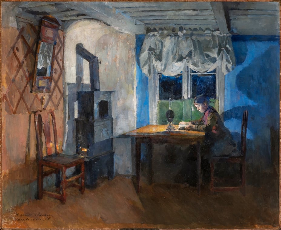 Harriet Backer, "By Lamplight", 1890