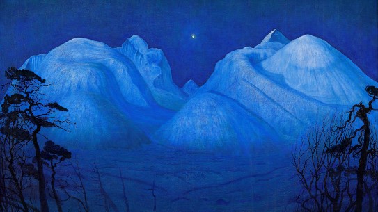Harald Sohlberg «Vinternatt i Rondane» (utsnitt). 1914