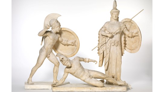 «Athene og krigere». Avstøpninger etter skulpturer i Glyptotheket i München ved G. Geiler München, 1881.