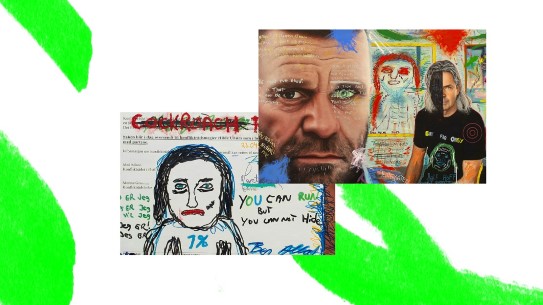Utsnitt av et utvalg av kunstnerens verk. Verkene vil ikke nødvendigvis vises i utstillingen «Jeg kaller det kunst».