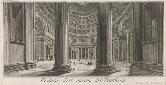 Giovanni Battista Piranesi, «Interiør fra Pantheon» frå «Le antichità romane», platen utført før 1756.