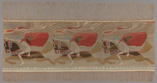 Frida Hansen, Gerhard Munthe (kunstner for mønster/kartong e.l.), «Sorte hæste», 1899