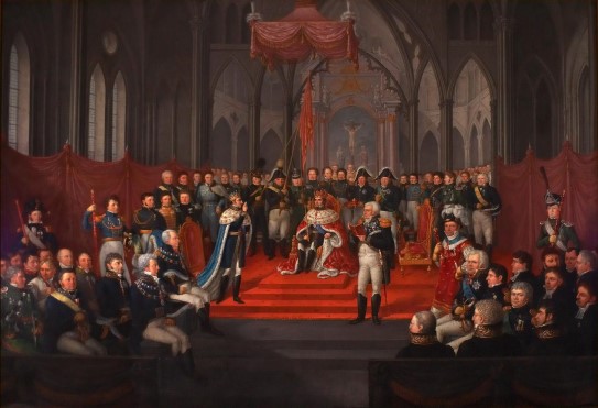 Kong Carl Johan XIVs kroning i Trondheim. Maleri av Jacob Munch, 1822. De kongelige samlinger, DKS.002878.