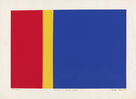 Silk-screen print in red, yellow and blue