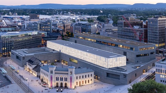The National Museum of Norway Urban environment. A mix of modern and older buildings.