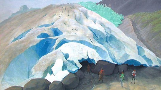 Johannes Flintoe. «Tverrbreen i Jostedal» (utsnitt). 1826