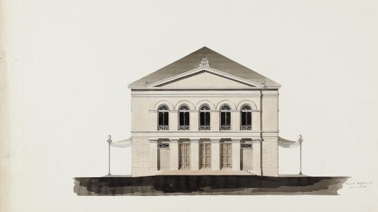 Christian Heinrich Grosch and Troels Lund, Christiania Theatre, 1836. Architectonic drawing of Christiania Theatre