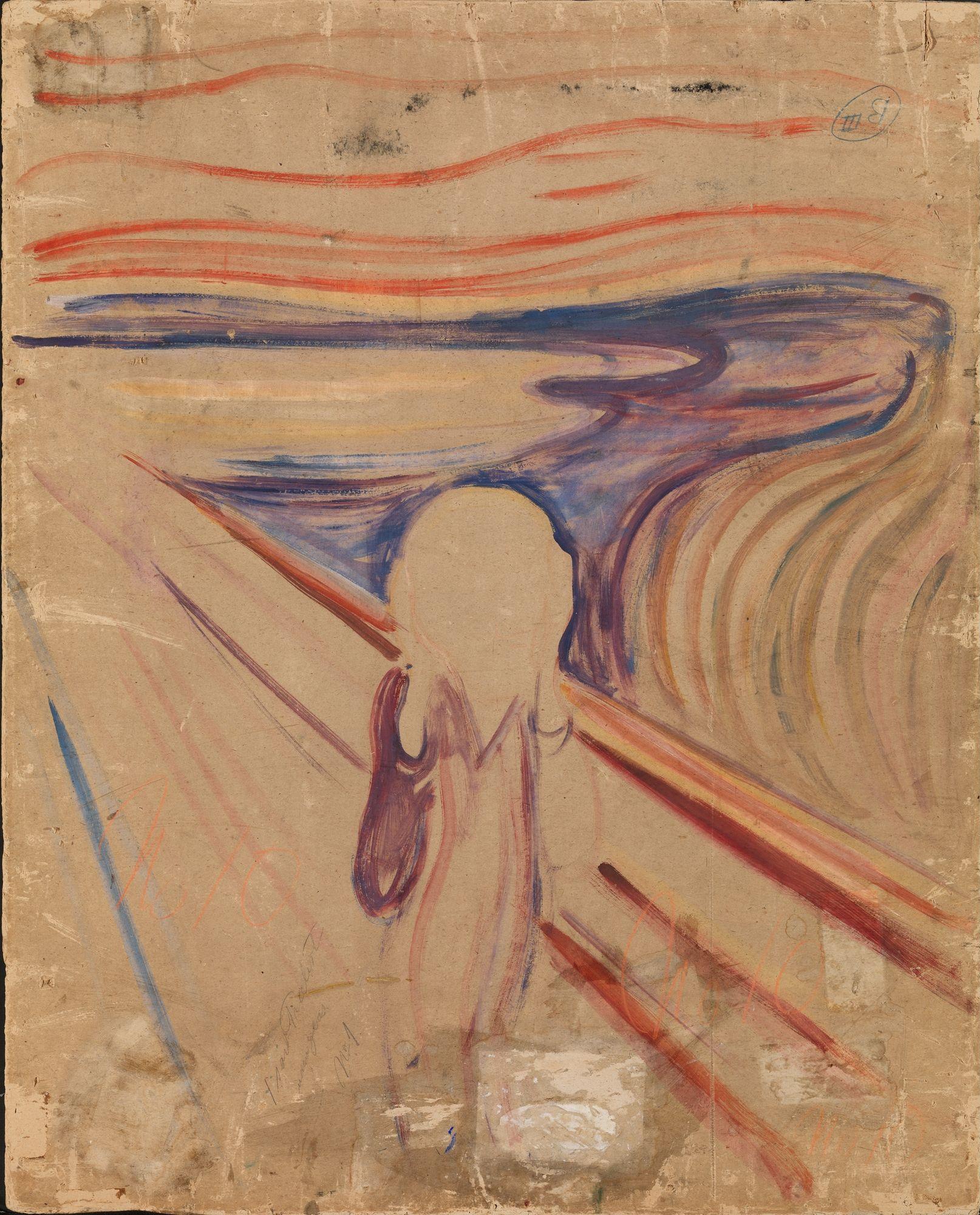 Edvard Munch, «Skisse til Skrik», antakeleg 1893.