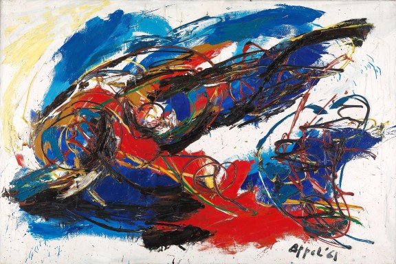 Karel Appel, «Sårede øyenstikkere», 1961.