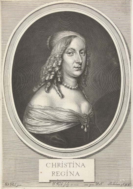 Jeremias Falck, after David Beck, "Christina of Sweden", 1649. Portrait of Kristina of Sweden.