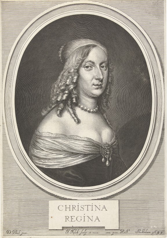 Jeremias Falck, after David Beck, "Christina of Sweden", 1649. Portrait of Kristina of Sweden.