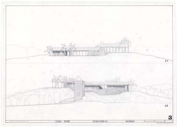 Sverre Fehn, «Villa Busk. Fasade», mellom 1987 og 1990.