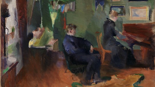 Harriet Backer, «Musikk, interiør fra Kristiania» (utsnitt), 1890.