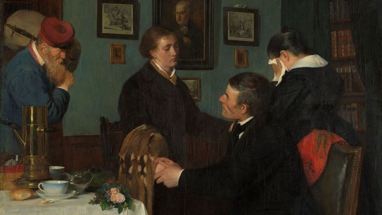 Harriet Backer, «Avskjeden» (utsnitt), 1878.